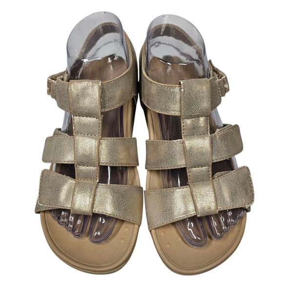 VIONIC Tami Backstrap Platform Wedge Metallic Sandals in Champagne Size 7 - Picture 1 of 10